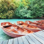 Wooden Boats on Plitvice Lakes in Croatia
